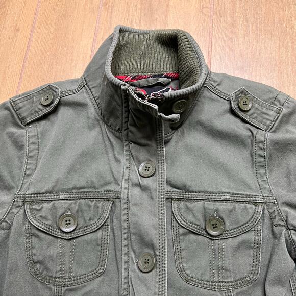 Y2K Fox Racing Women’s Army Green Military Style Zip & Button Jacket Sz Medium - Picture 4 of 9